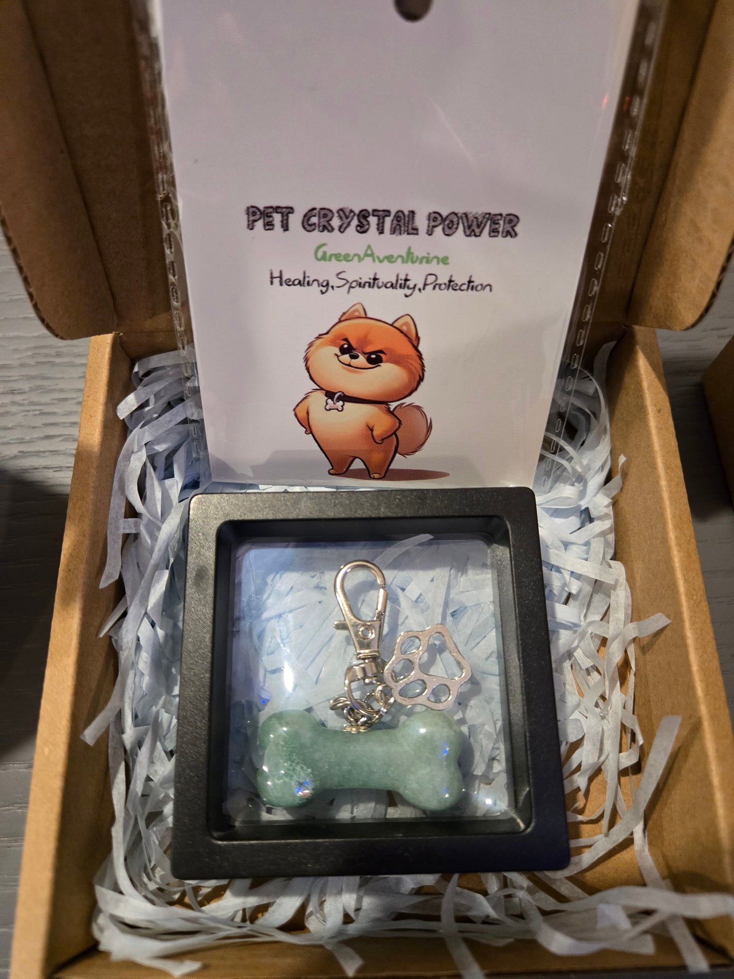 Crystal Dog Bone Pendant